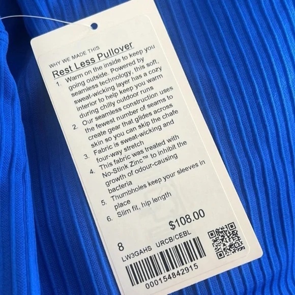 NWT Lululemon Rest Less Pullover SZ 8 - Blue - Picture 6 of 9